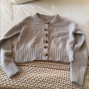 SO Light Gray Button-Up Women's Cardigan